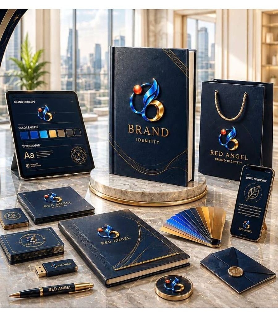 تصميم الهوية البصرية الكاملة وصناعة العلامة التجارية